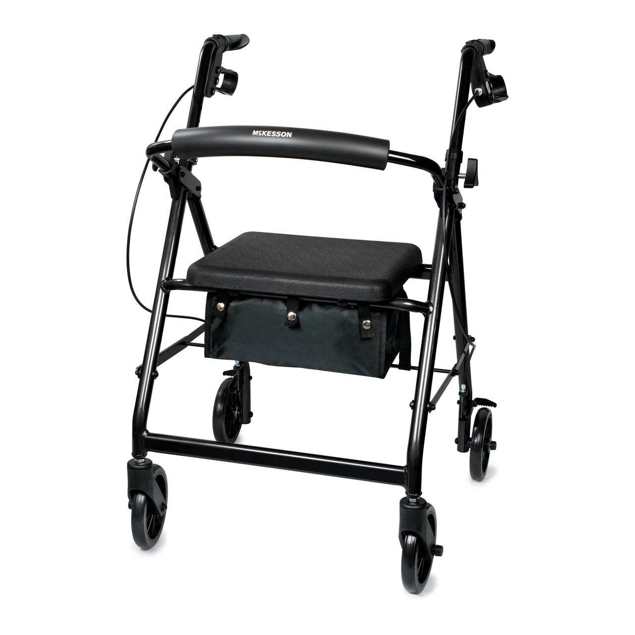 McKesson Lightweight Rolling Walker, 4 Wheels - Folding Aluminum Frame, 32  in to 37 in Handle Height