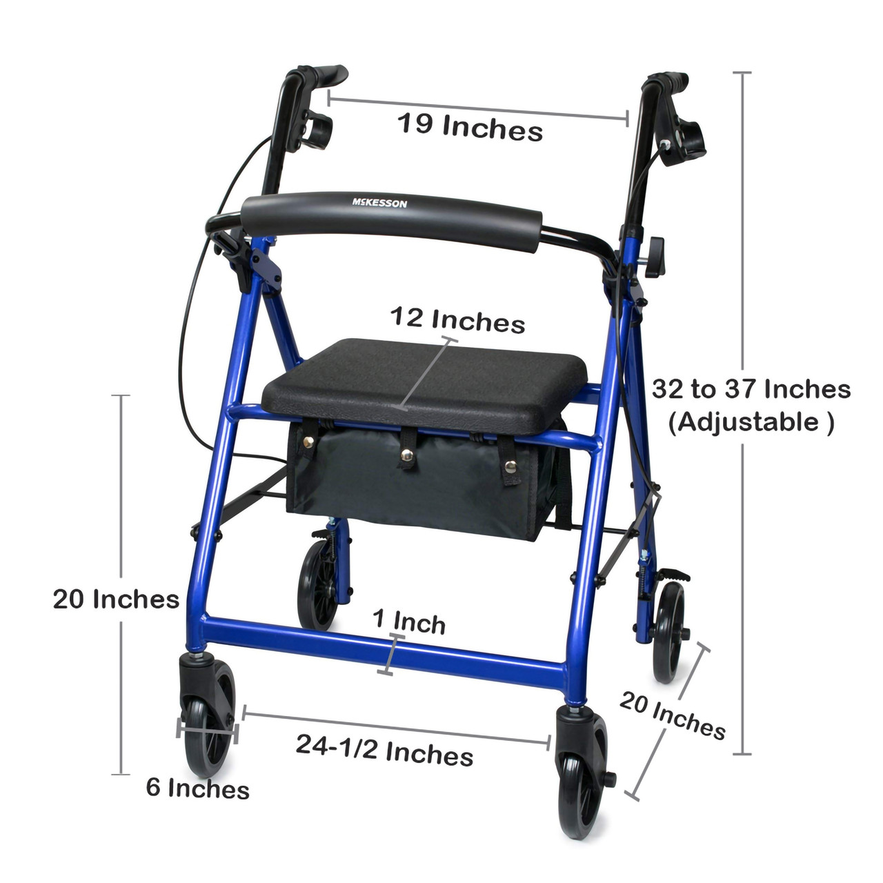 McKesson Lightweight Rolling Walker, 4 Wheels - Folding Aluminum 