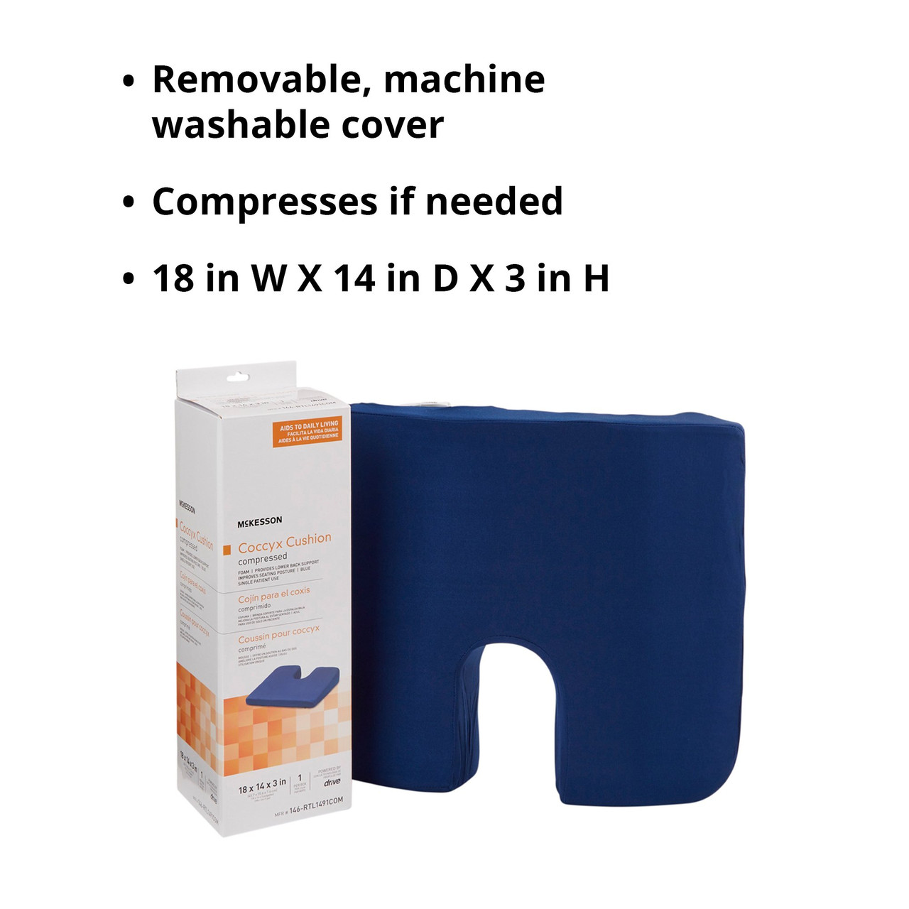 Carex Memory Foam Coccyx Seat Cushion - Tailbone Pain Relief Cushion