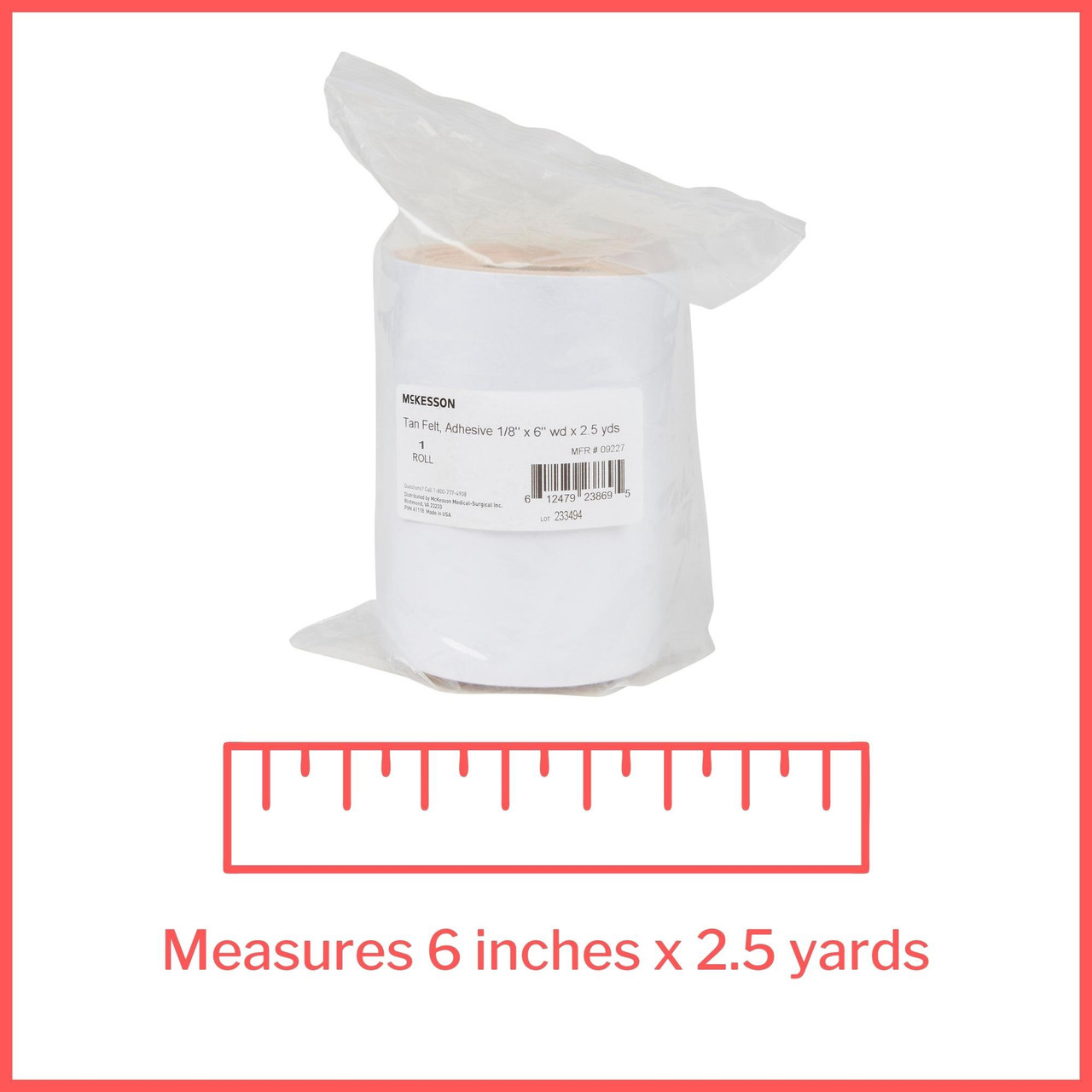 McKesson White Orthopedic Felt Roll 6 Inch X 2.5 Yard 9229, 1/4 Inch Thick,  1 ct - Kroger