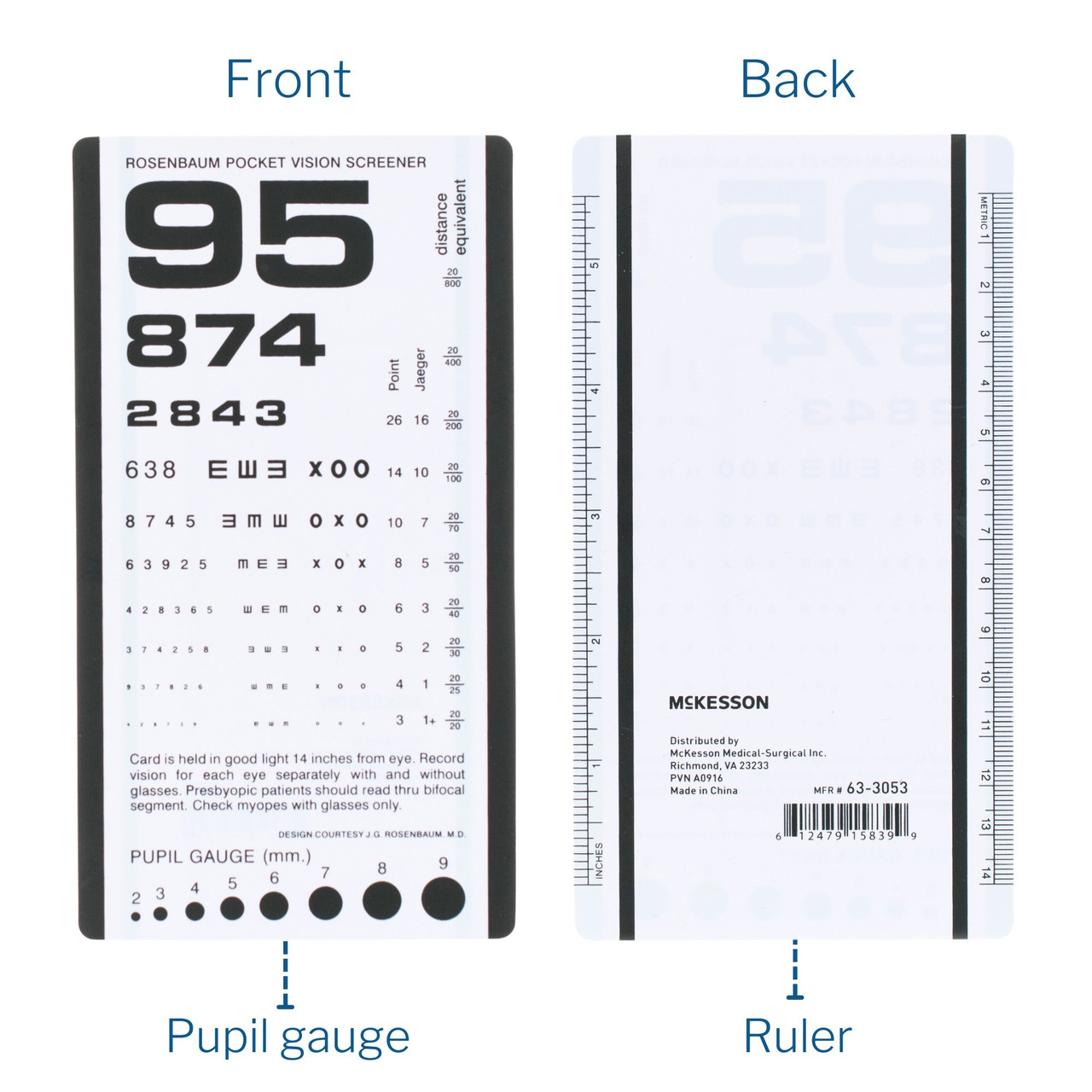 Snellen Visual Acuity Eye Chart for 10 Feet 14 x 9 Inches
