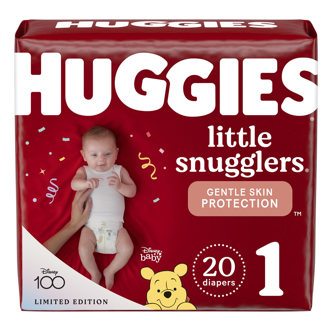 Infant wearing Huggies baby diaper with yellow line turning blue