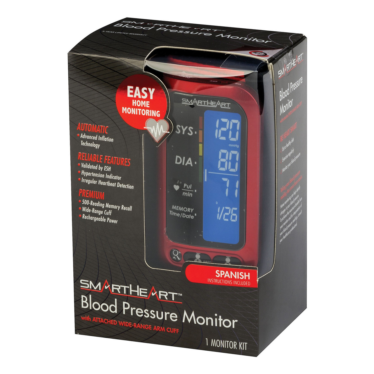 Talking Blood Pressure Monitor- Large Adult Cuff- English + Spanish