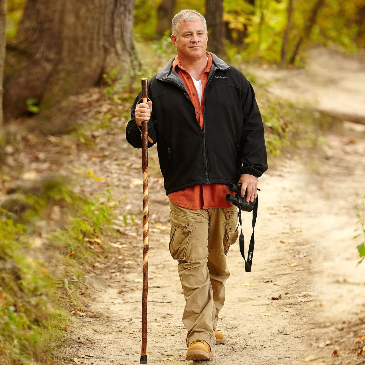 Brazos Walking Sticks, Wood Hiking Stick for Men and Women, Red, 58