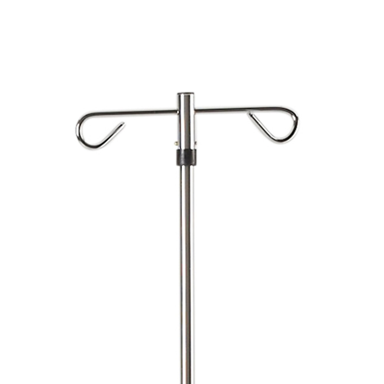 Height Adjustable Chrome 5-Leg IV Stand with Detachable Hook Top