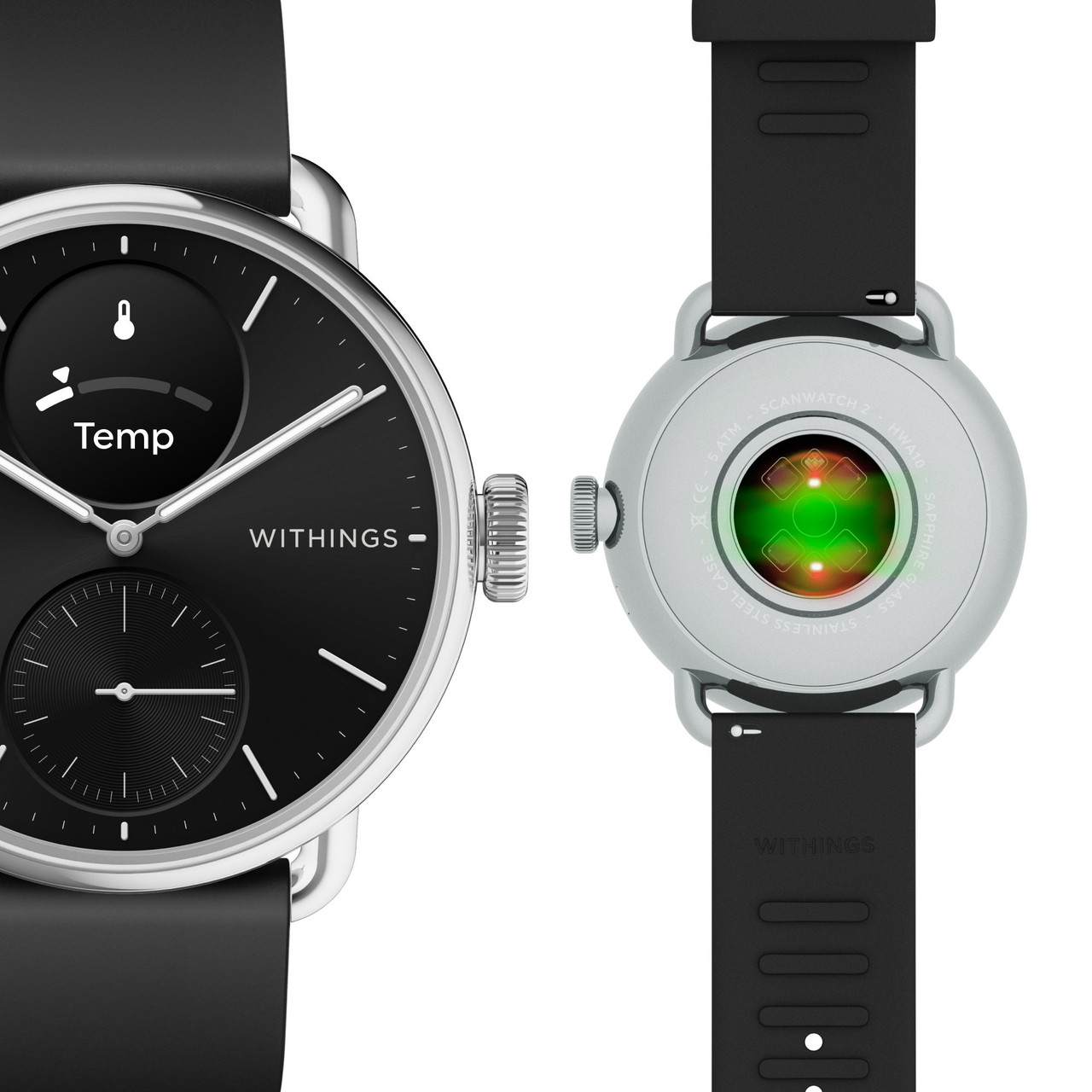 Withings ScanWatch 2 - Daily Health View Smart Watch, Black