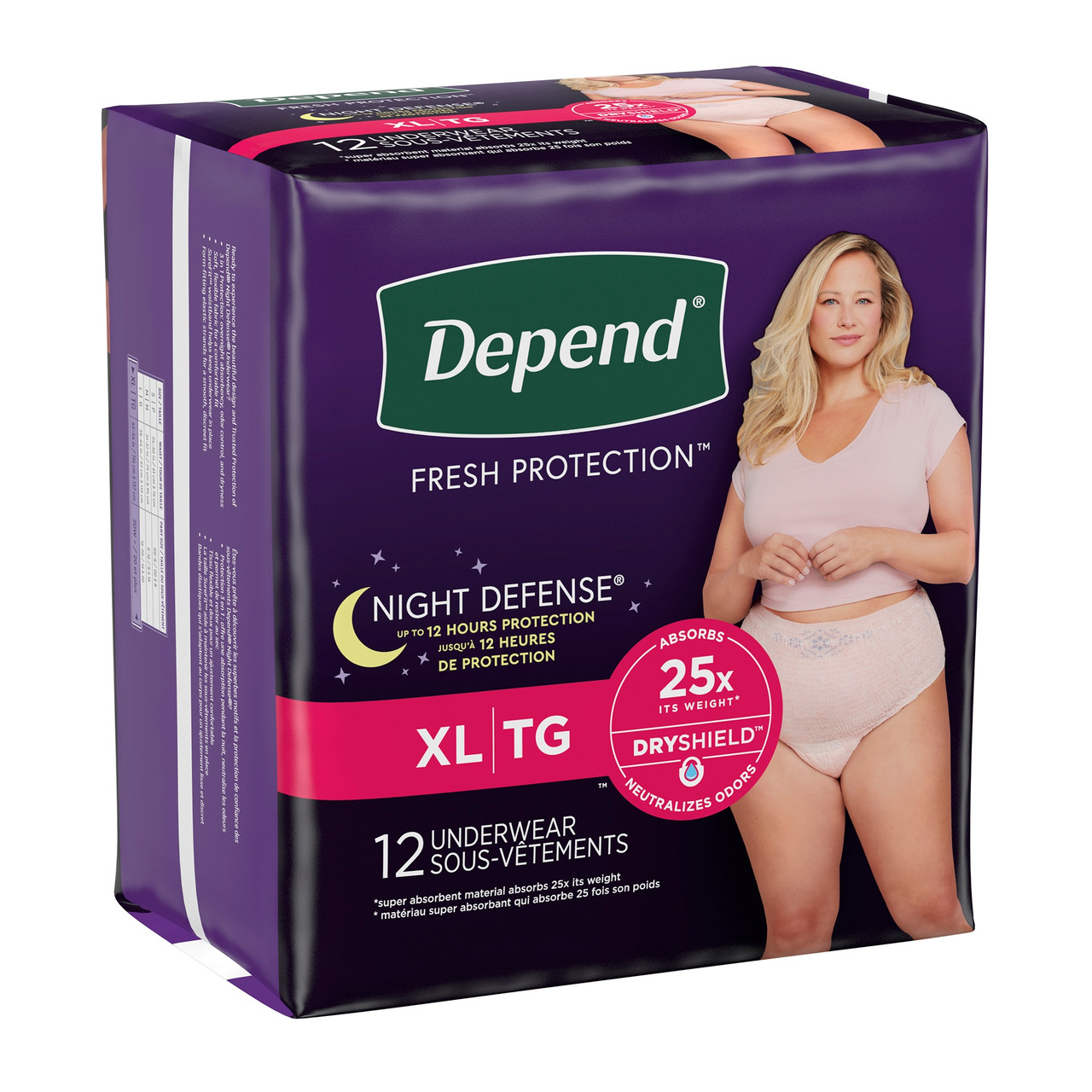 Depend Night Defense Disposable Women's Underwear, Heavy, X-Large