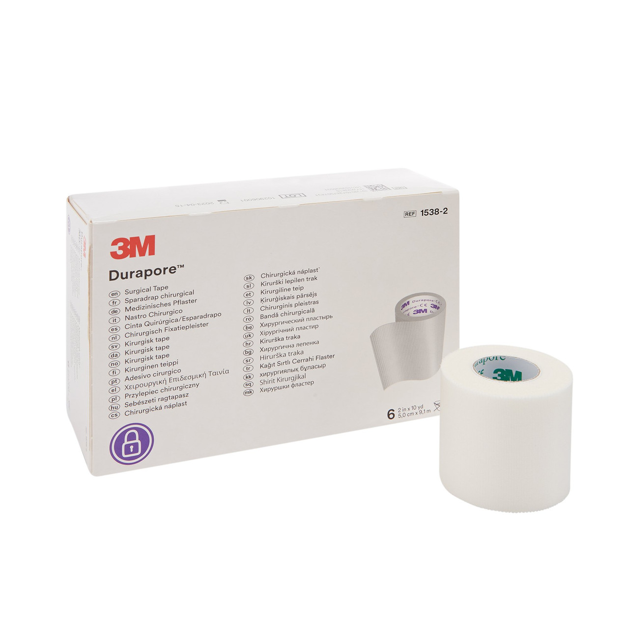 3M Durapore Silk-Like Cloth Medical Tape, 3in x 10 Yard, White, 1538-3, 40/Case