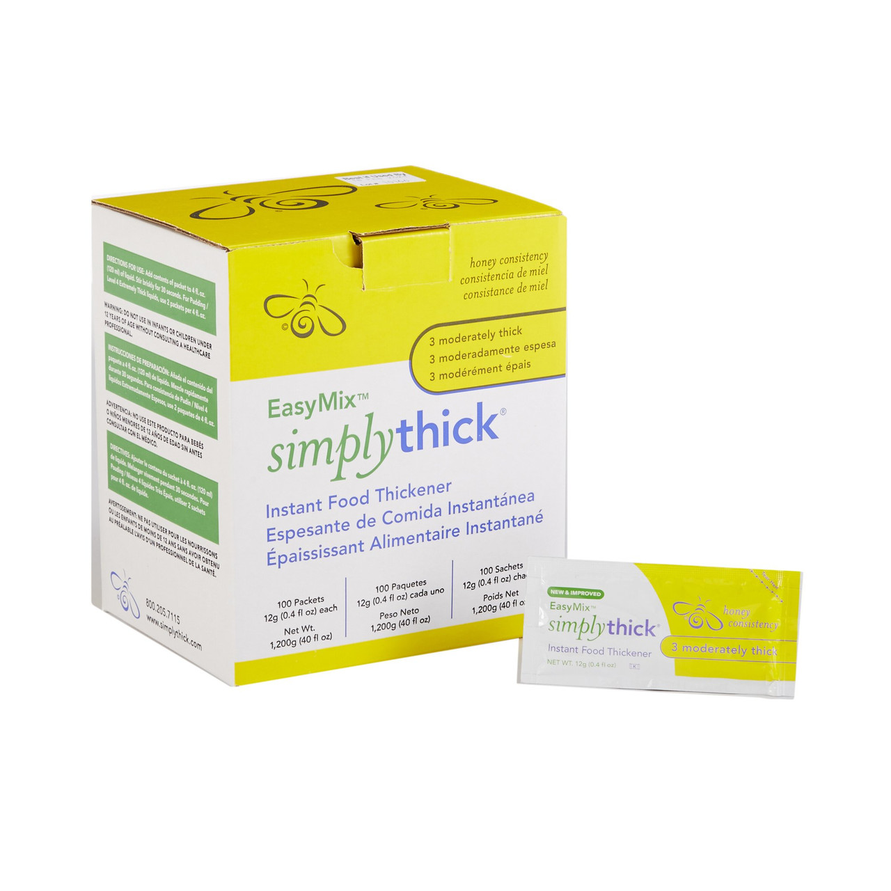 SimplyThick Easy Mix Unflavored Food & Drink Thickener Moderately Thick 12  Gram Gel Packet