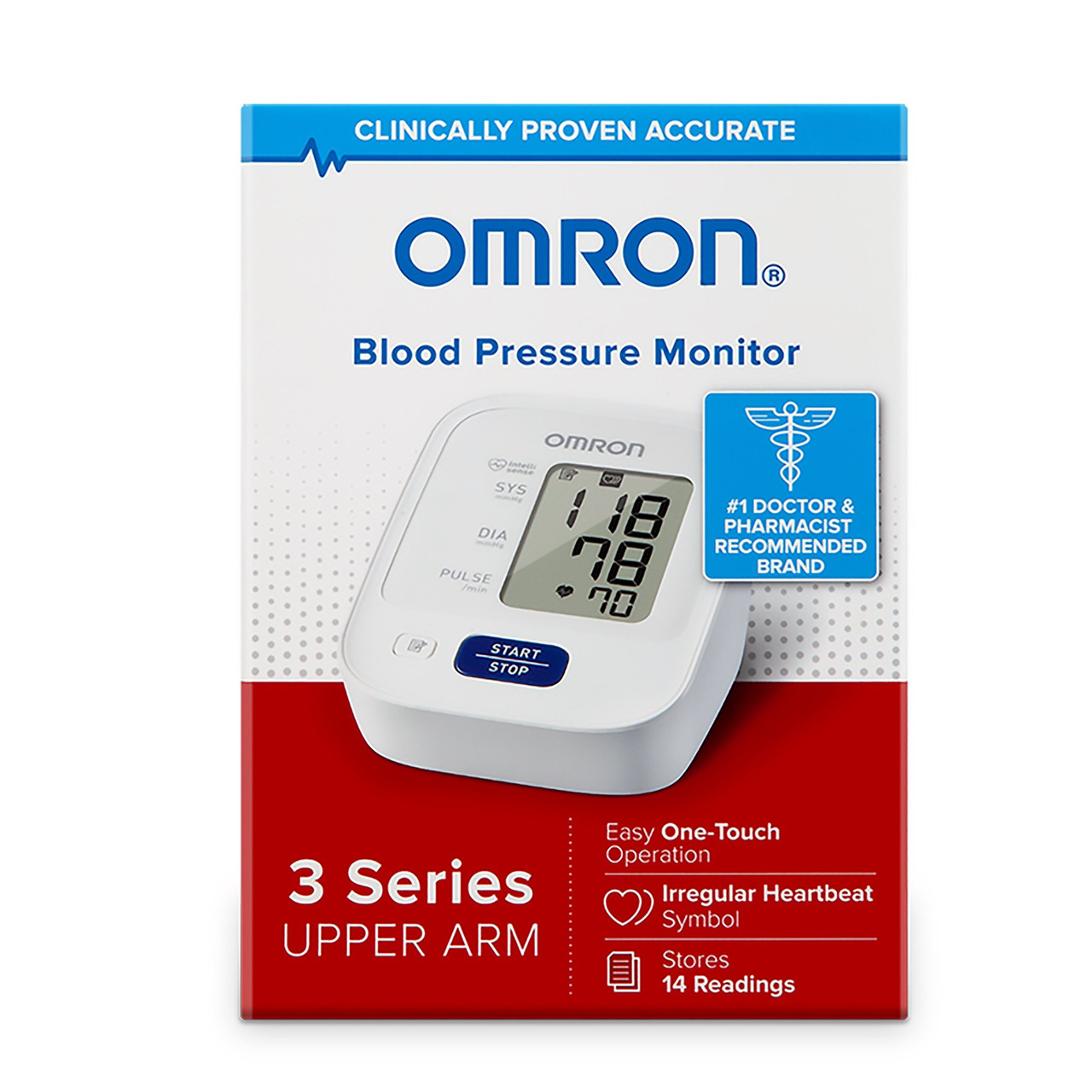 Omron3 Series Automatic Blood Pressure Monitor - Reusable, Digital Display