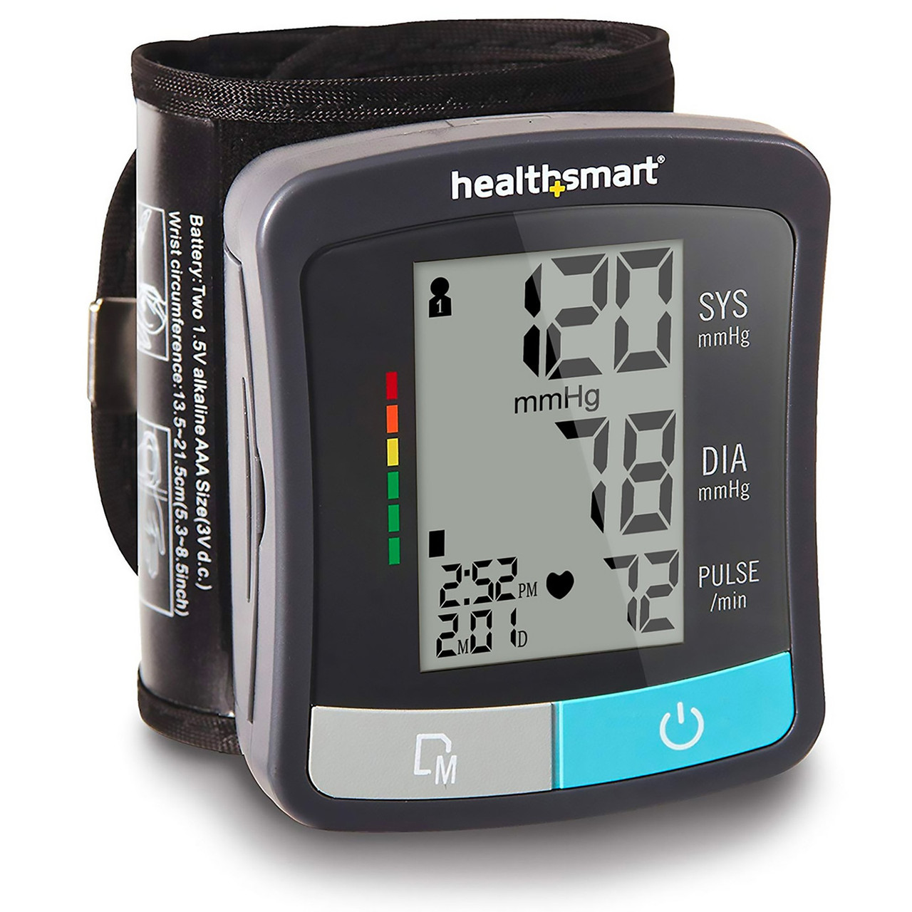 HealthSmart Digital Premium Wrist Blood Pressure Monitor with Automatic  Wrist Cuff that Displays Blood Pressure, Pulse Rate and Irregular  Heartbeat, Stores up to 120 Readings