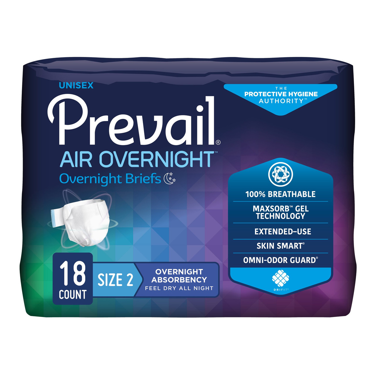 Prevail Air Overnight Incontinence Briefs, Overnight Absorbency - Unisex  Adult Diapers, Size 2 - Simply Medical