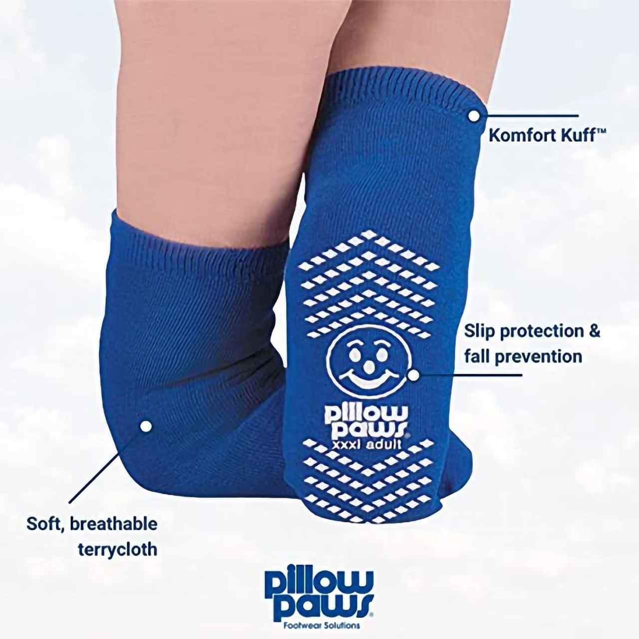 Pillow Paws Slipper Socks, Bariatric - Ankle High, Skid-Resistant