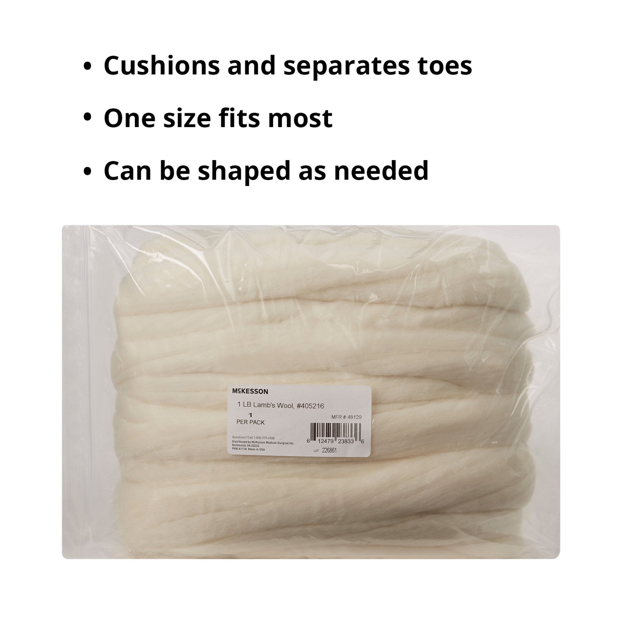 Lambs Wool for Feet Super Soft Cushioning and Toe Seperator - 3/8 oz - 2  Pack 