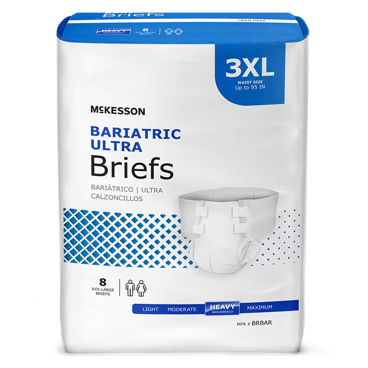 McKesson Bariatric Incontinence Briefs, Ultra Plus Stretch - Heavy  Absorbency, Unisex Adult Diapers, 2XL/3XL