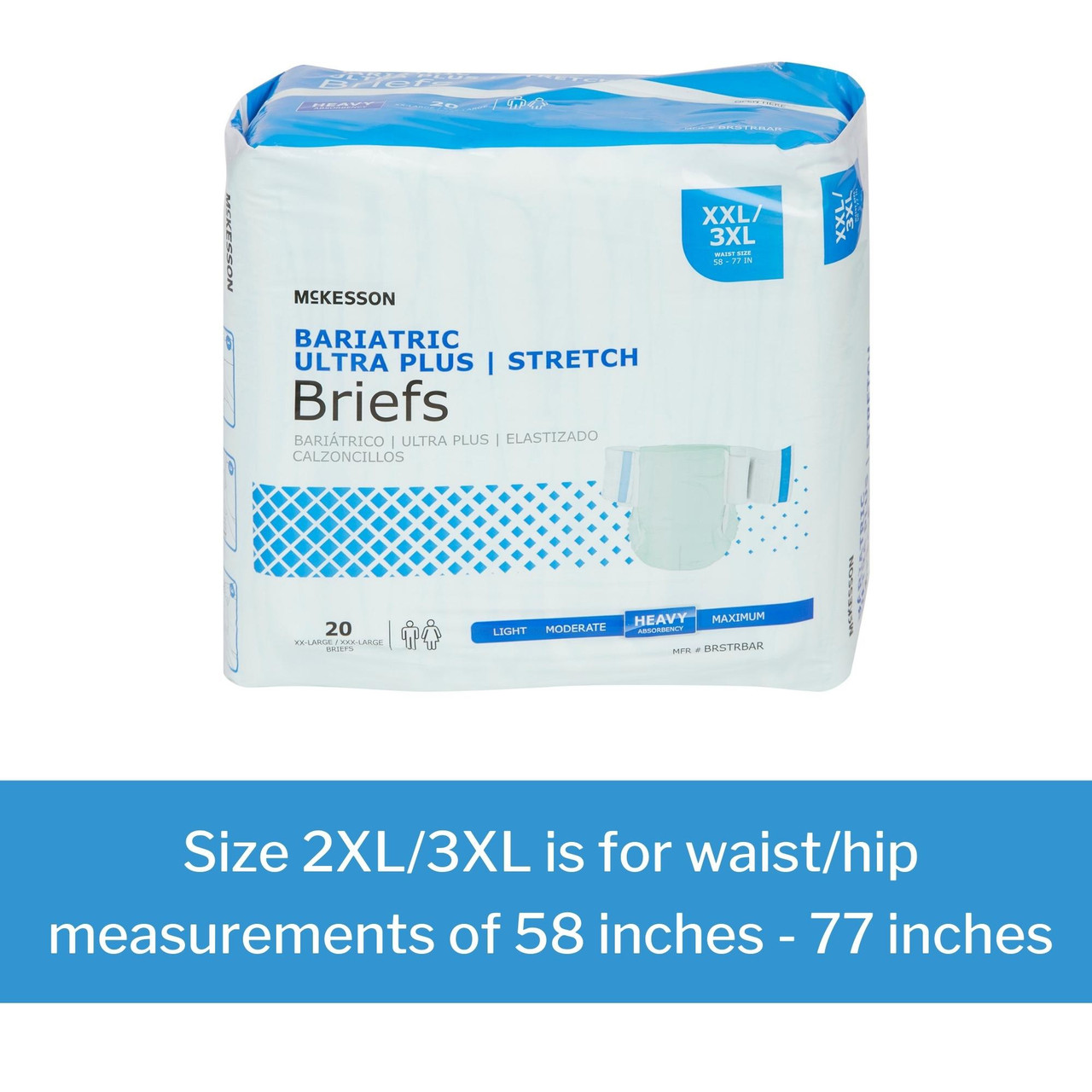 McKesson Bariatric Incontinence Briefs, Ultra Plus Stretch - Heavy  Absorbency, Unisex Adult Diapers, 2XL/3XL - Simply Medical