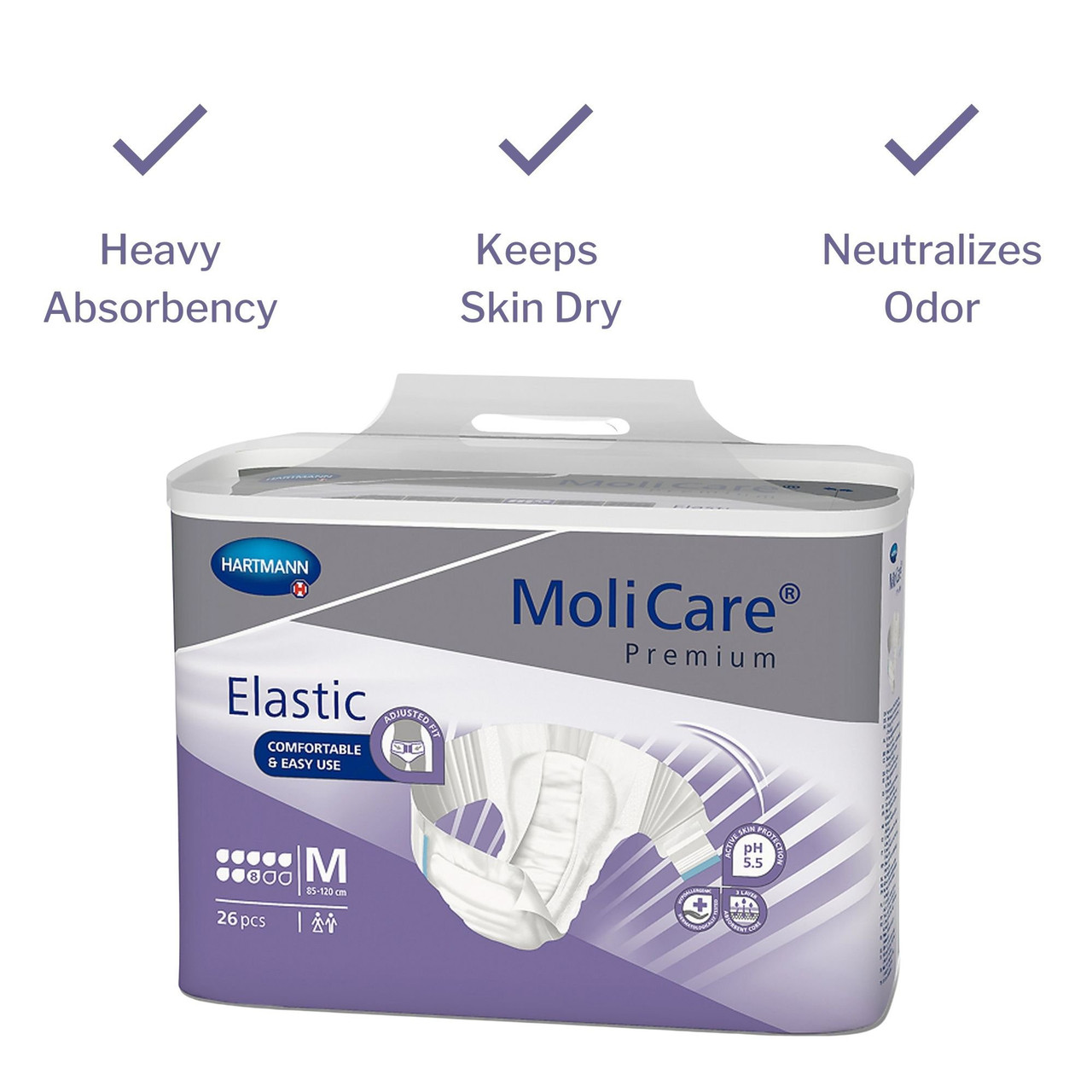 MoliCare Premium Elastic 8D Incontinence Briefs, Heavy Absorbency