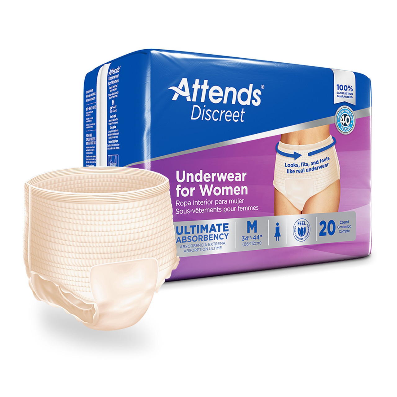 Attends Discreet Women's Incontinence Underwear, Level 5 Absorbency -  Simply Medical