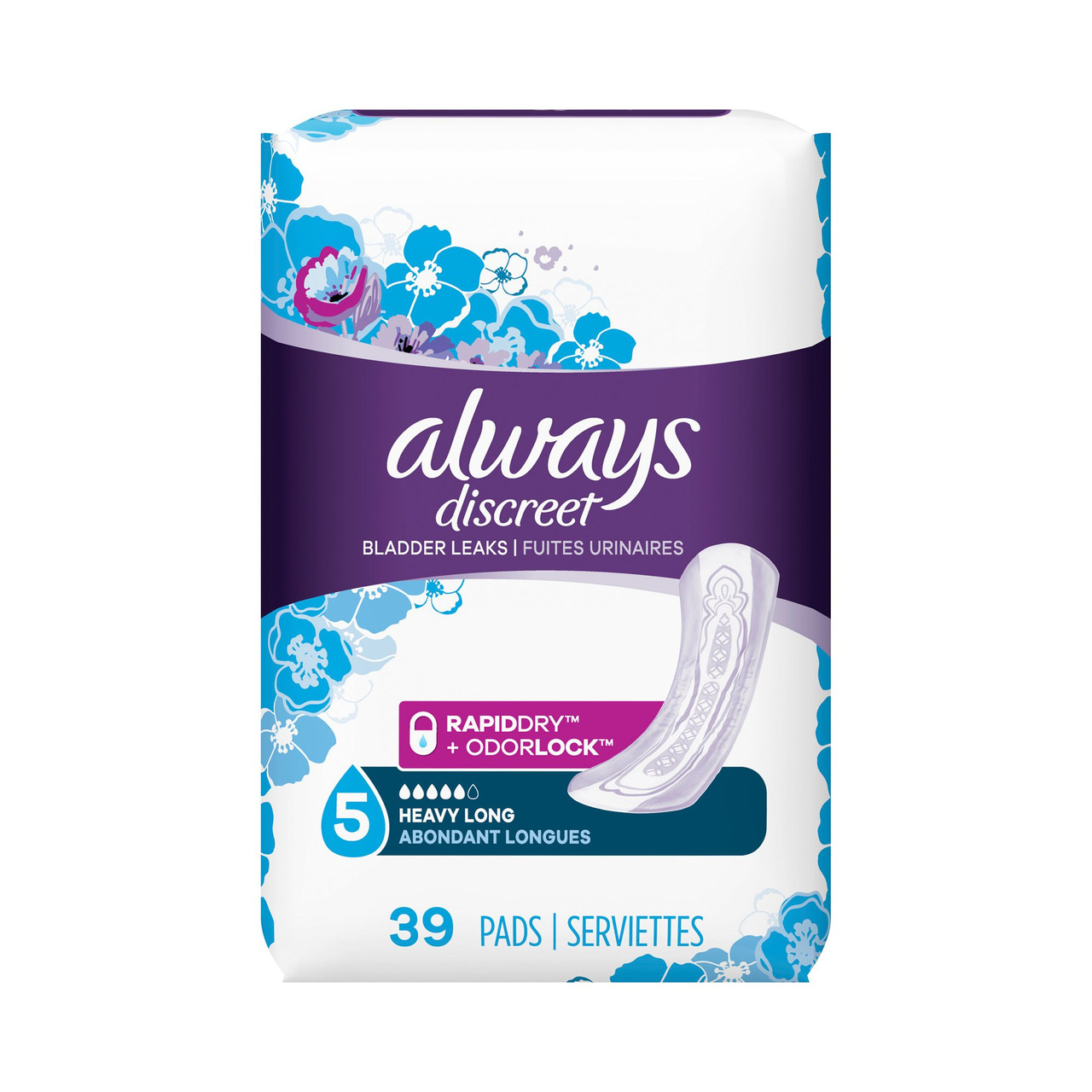 Always Discreet Bladder Control Pads for Women, Heavy Absorbency - Maxi  Long, 3.2 in x 13.5 in - Simply Medical