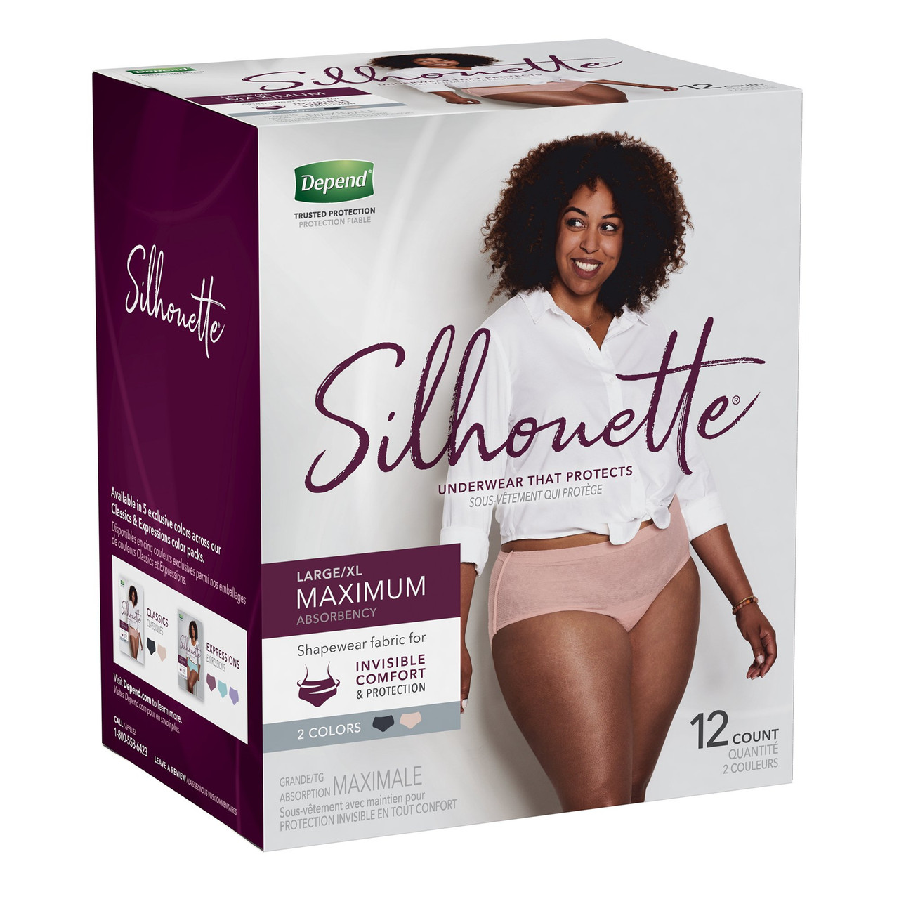Depend Silhouette Incontinence Underwear for Women, Maximum Absorbency -  Shapewear Fabric