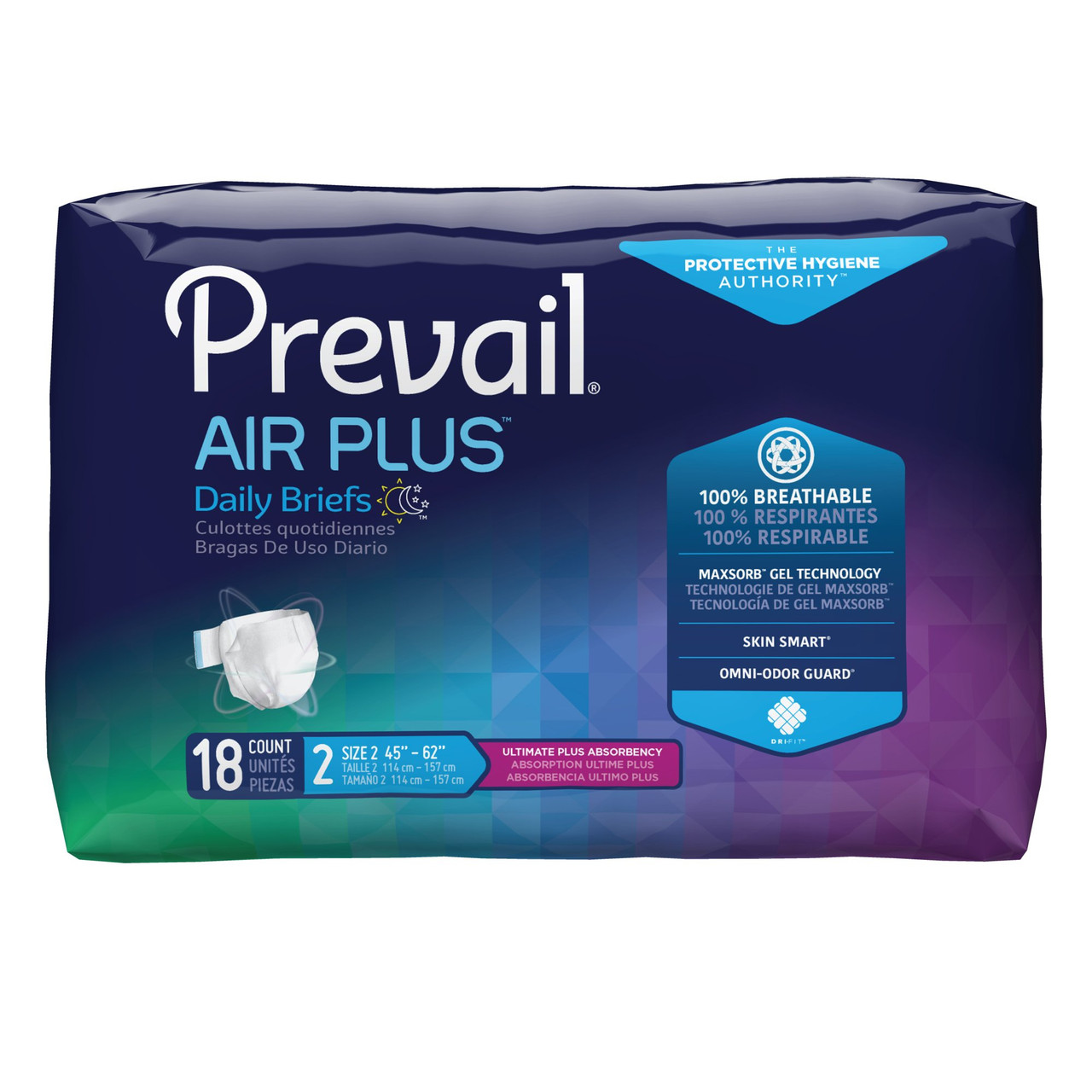 Prevail Air Incontinence Briefs, Heavy Absorbency - Unisex Adult Diapers,  Disposable, Size 2 - Simply Medical