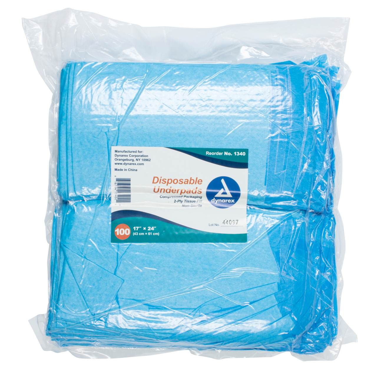 Dynarex Underpads, Light Absorbency - Fluff Core, Disposable - 17 in x 24  in - Simply Medical