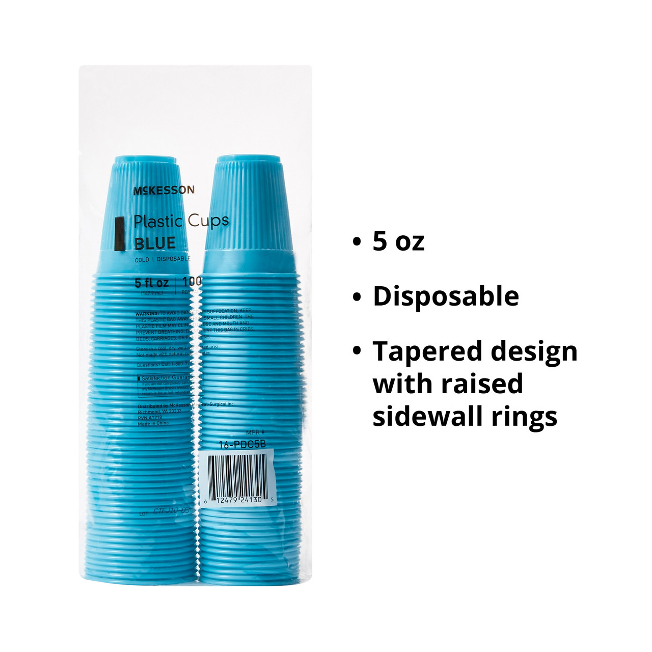 McKesson Plastic Cups, Disposable - Blue, 5 oz - Simply Medical