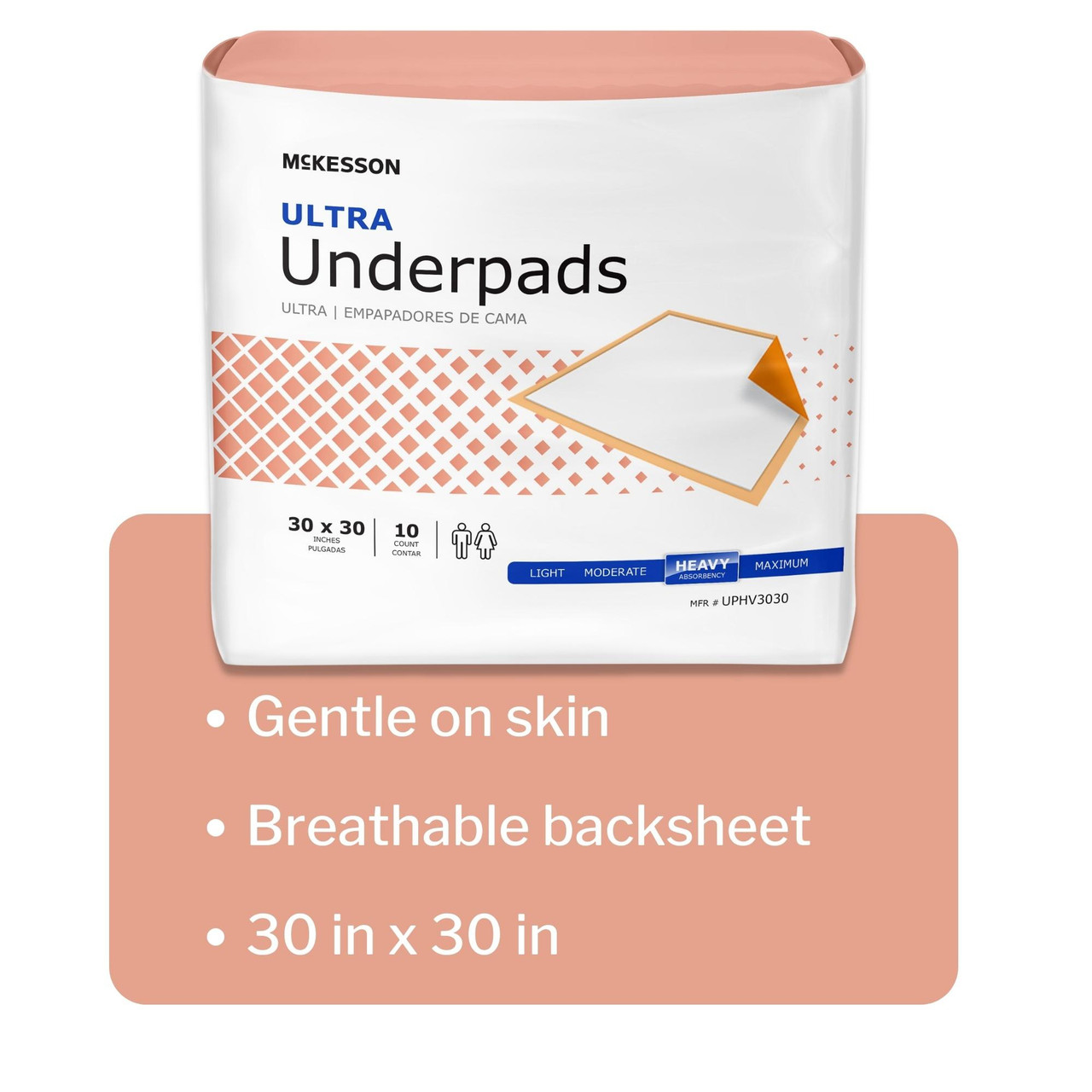 McKesson Super Underpads, Moderate Absorbency - Fluff/Polymer Core