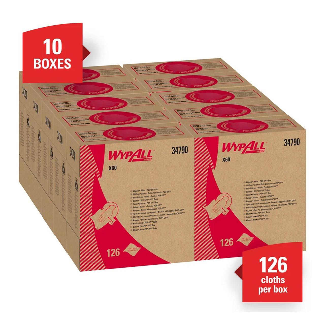 WypAll X60 Reusable Task Wipe 9-1/10 x 16-4/5" 34790 1 Pack 126 Wipes 