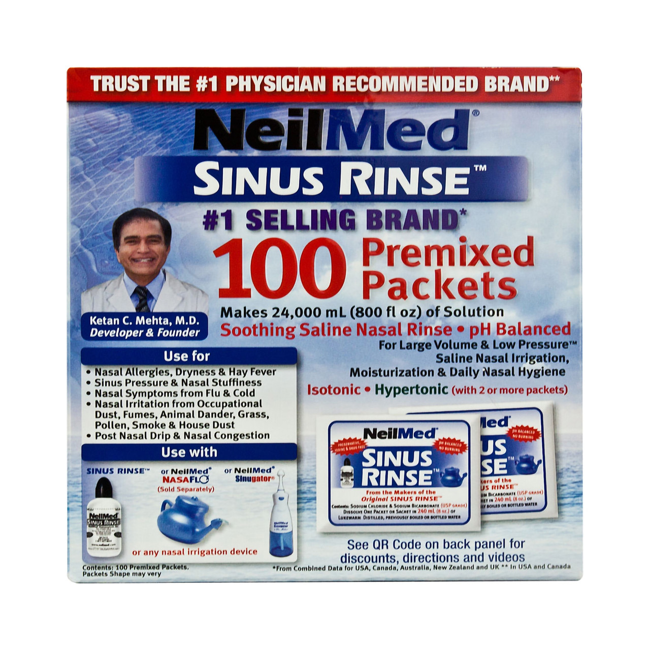 Neilmed Sinus Rinse Saline Nasal Rinse Refill Kit Powder for