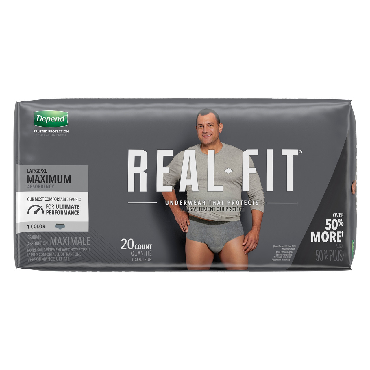 Depend Real Fit Disposable Men's Underwear, Maximum, Large
