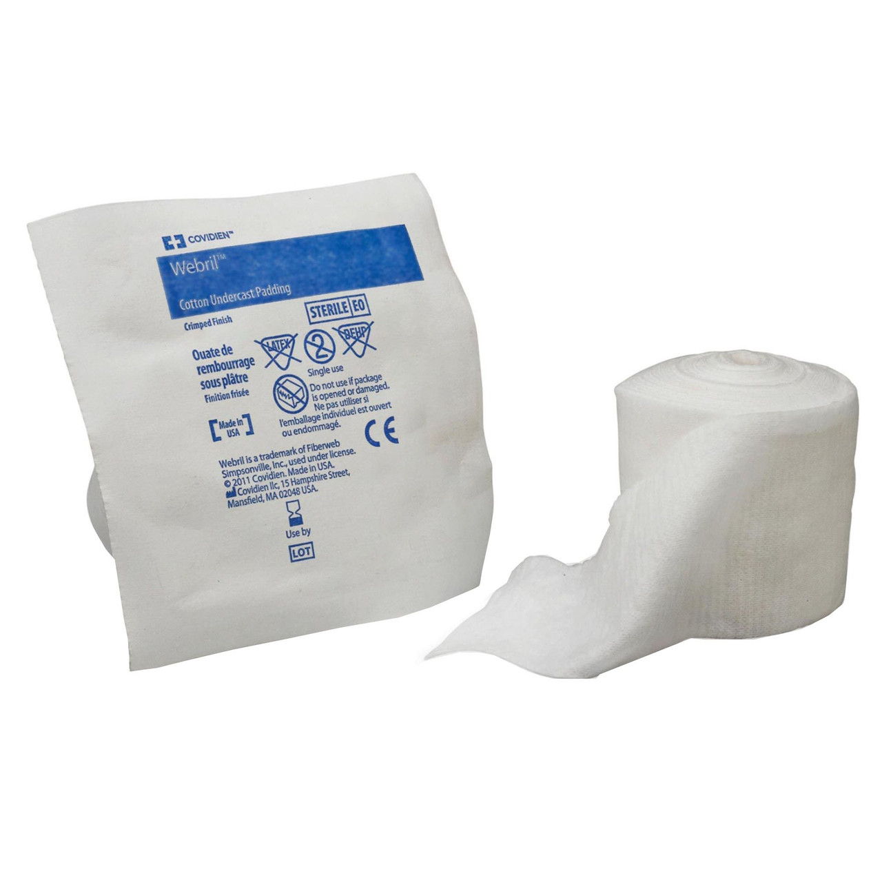Covidien Webril 100% Cotton Undercast Padding, White - 2 Inch x 4 Yard