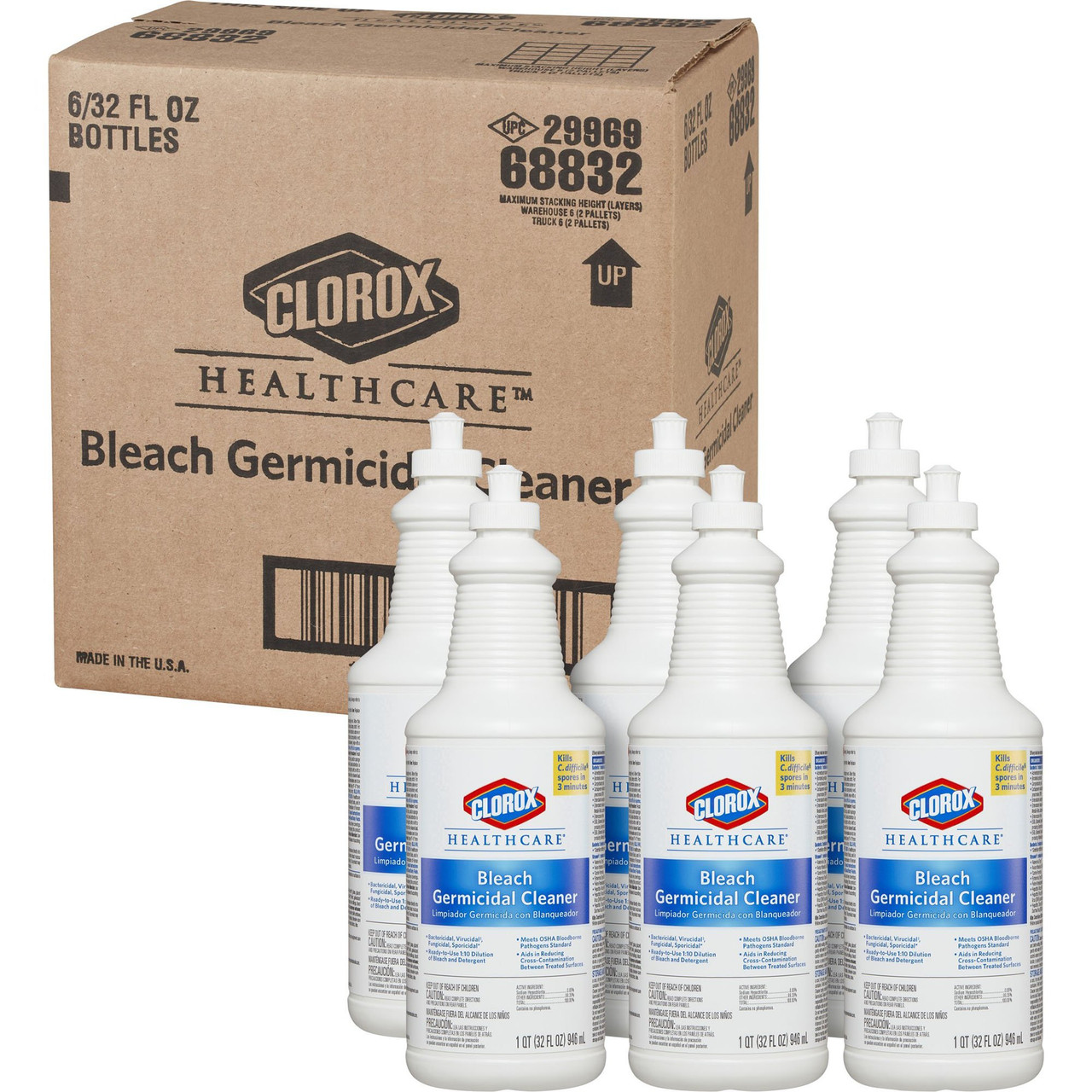 CLOROX HEALTHCARE, Jug, 128 oz Container Size, Bleach Germicidal Cleaner -  6VDE7