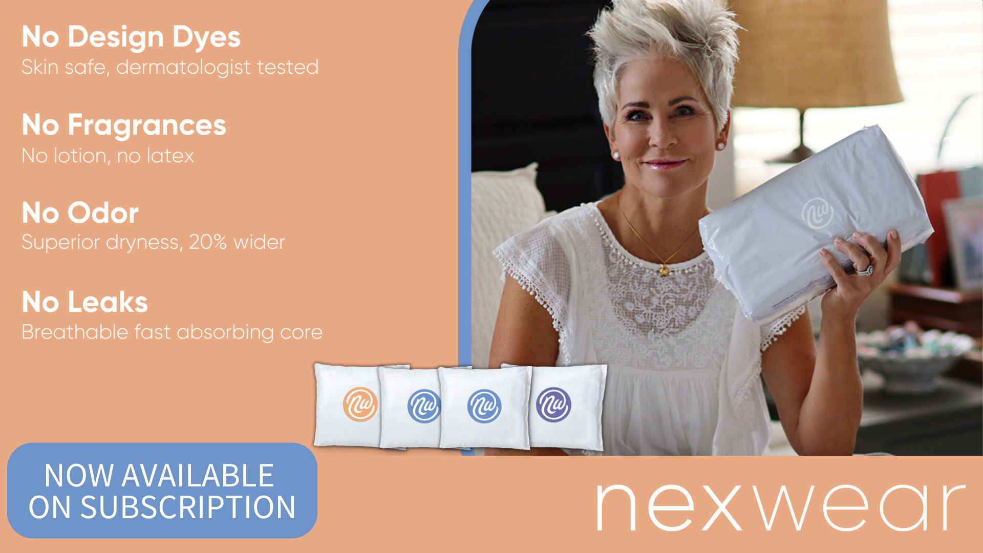  Nexwear Incontinence Pads for Women, Skin-Safe Design