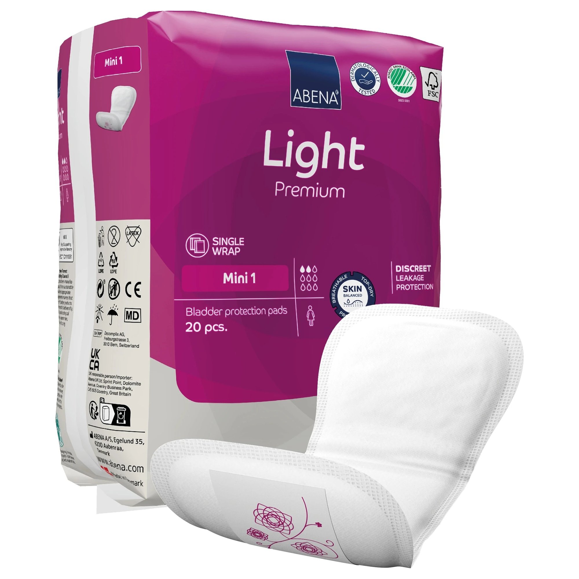 under Kina Bug Abena Premium Light Mini Bladder Control Pad Light Absorbency Size 1 -  Simply Medical