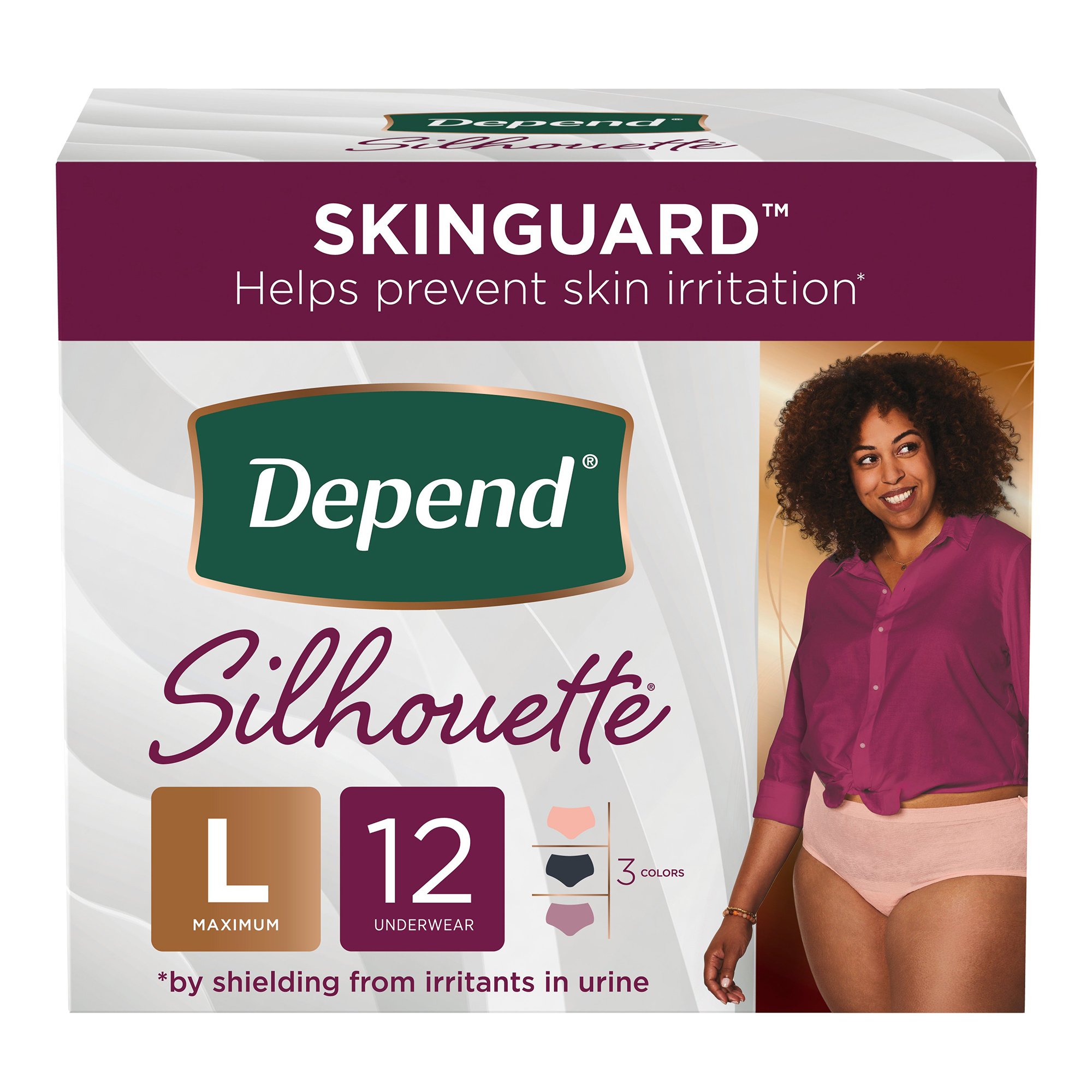 Depend Silhouette Disposable Women's Underwear, Heavy, Large