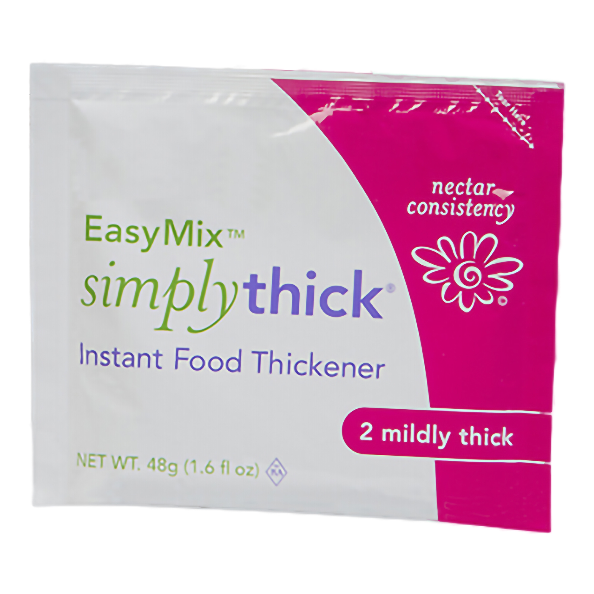 SimplyThick Easy Mix Food and Beverage Thickener 48 Gram Container Individual Packet Unflavored Gel Nectar Consistency, STBULK50L2 - Box of 50