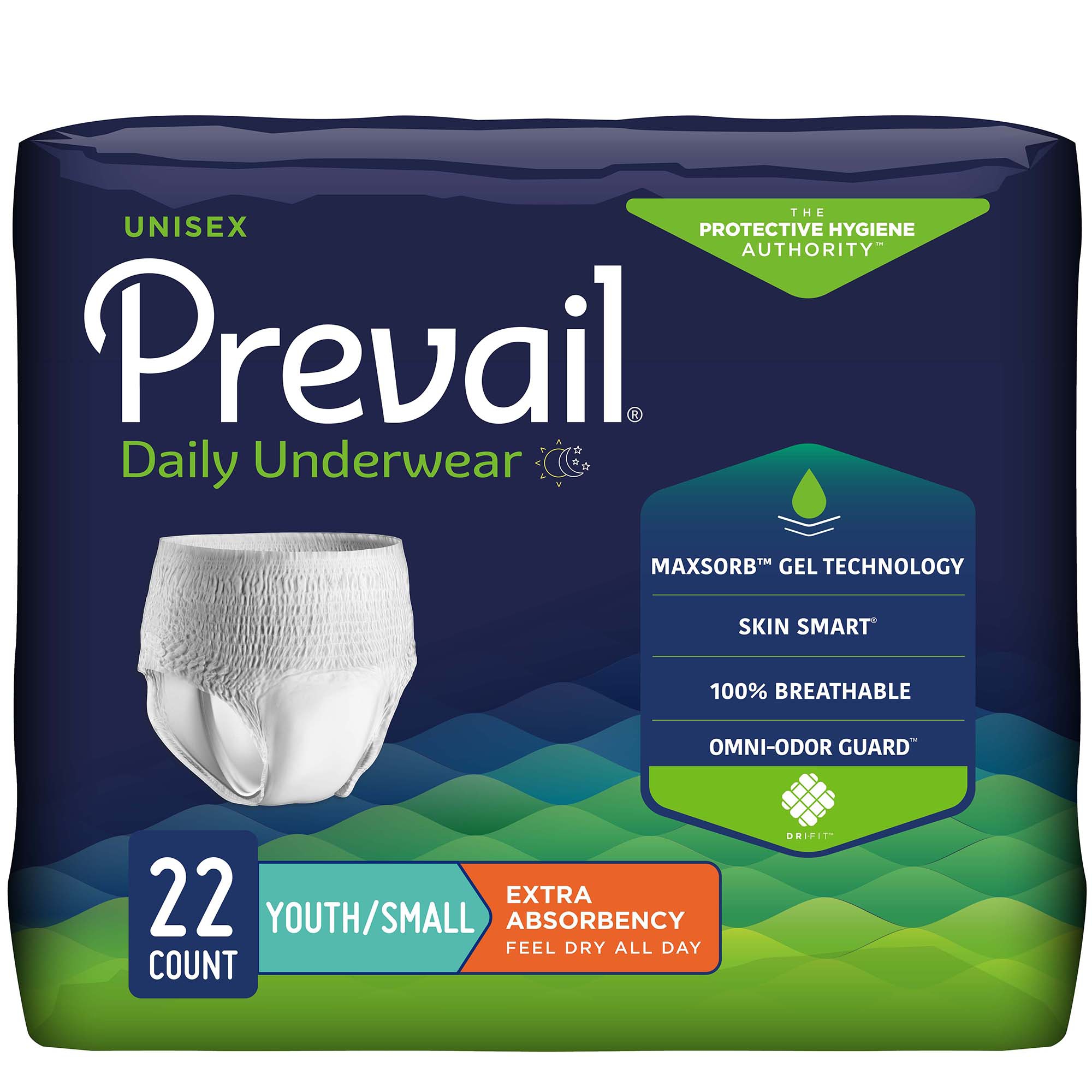 Prevail Daily Incontinence Underwear, Extra Absorbency - Youth/Small