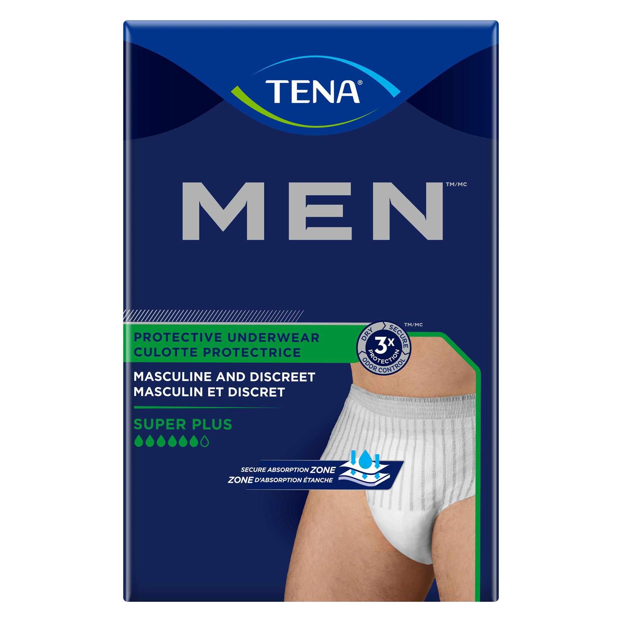 TENA Men's Incontinence Underwear, Super Plus Absorbency with