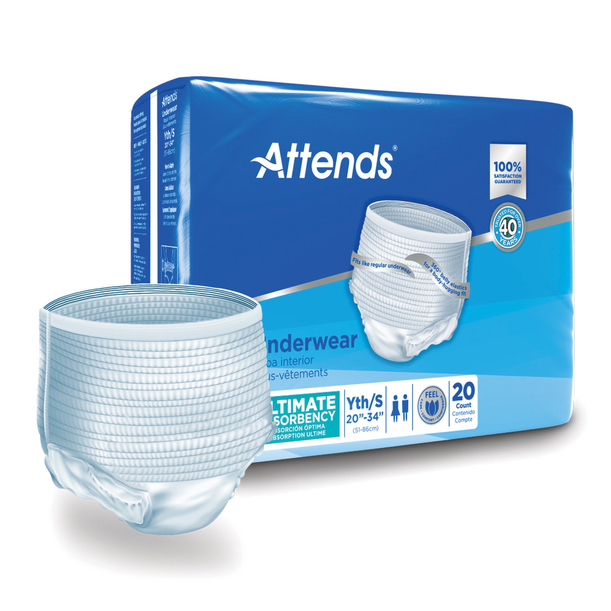 Attends Advanced Incontinence Underwear, Heavy Absorbency - Youth