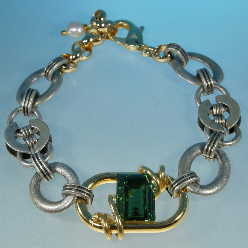 Oval link step industrial chain bracelet 