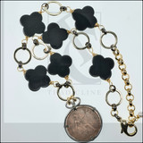 Franc coin clover onyx necklace