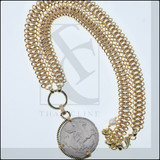 Greek godiva coin zipper link necklace