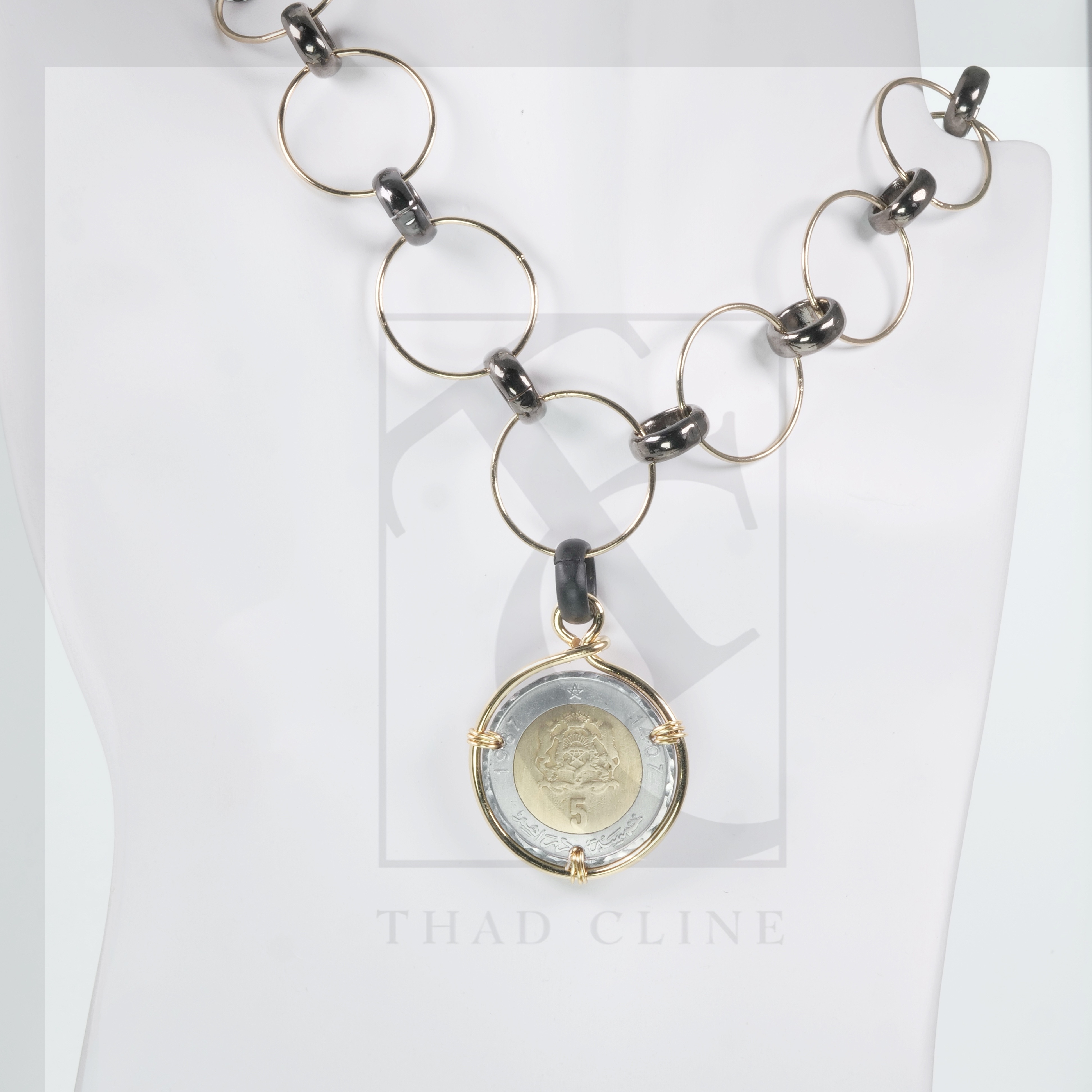 Two tone coin pendant necklace - THAD CLINE