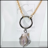 Art wraped tear geode necklace