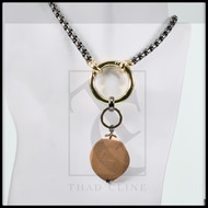 Franc coin pendant carabiner catch necklace