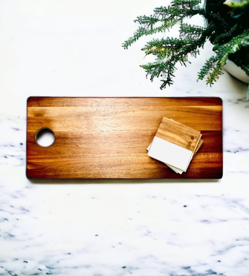 Acacia Cutting Board with matching Marble Coaster set