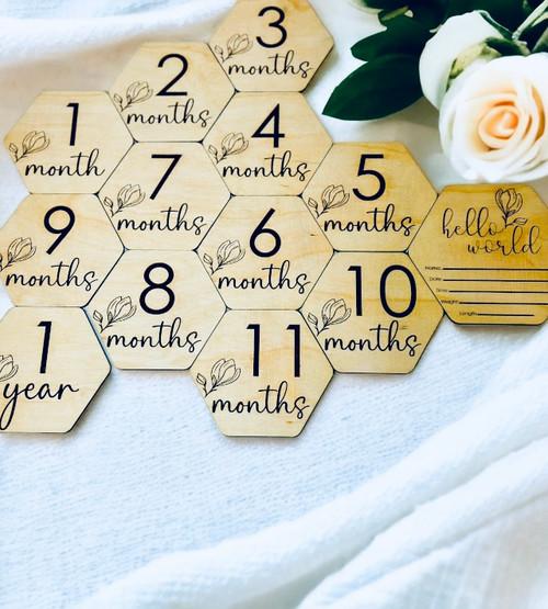 Hexagon Baby Month MIlestones