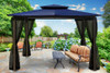 Barcelona Soft Top Gazebo with Navy Dome-Tex Canopy, Mosquito Netting and Curtains  (10 ft. x 12 ft.)