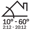 10-60 degrees roof pitch required